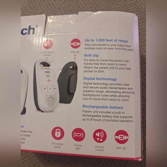 Vtech 2 Parent Units Digital Audio Baby Monitor with up to 1,000 ft of Range, Cr - Picture 9 of 12